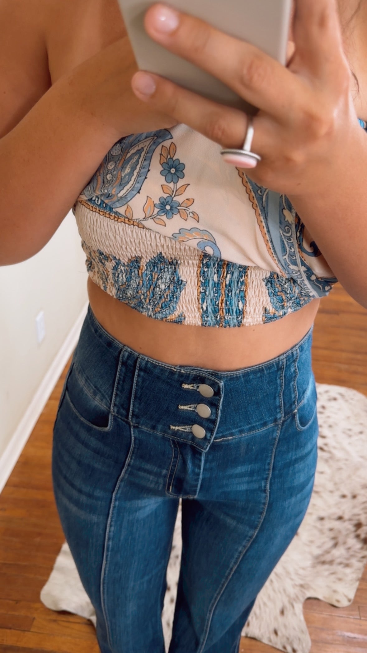 Paisley Satin Top - Blue