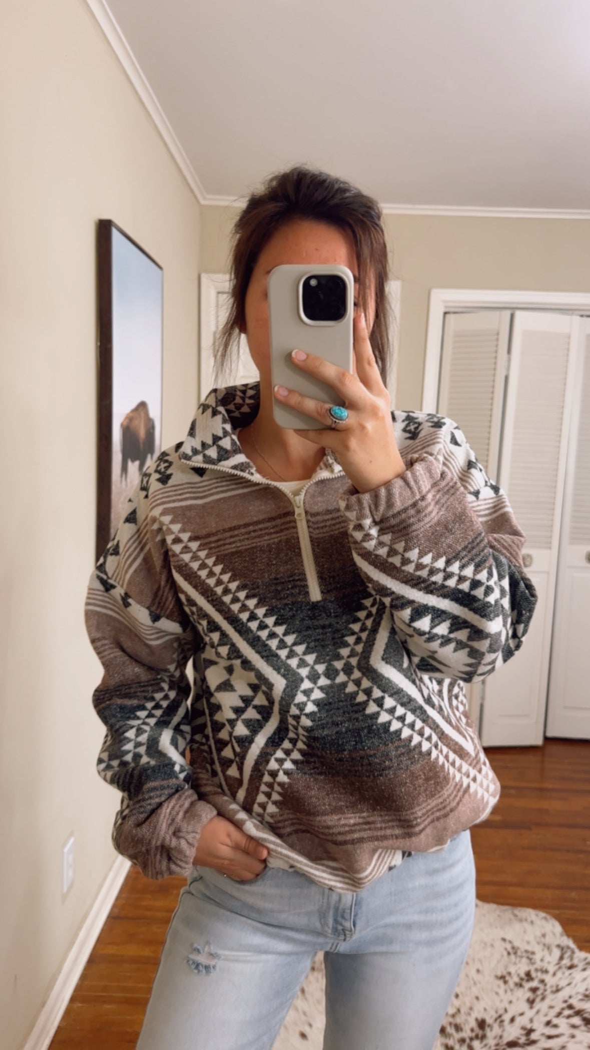 Silver Aztec Half Zip