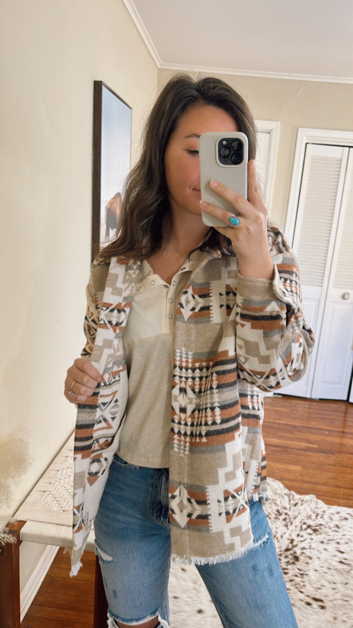 Aztec Shacket - Brown