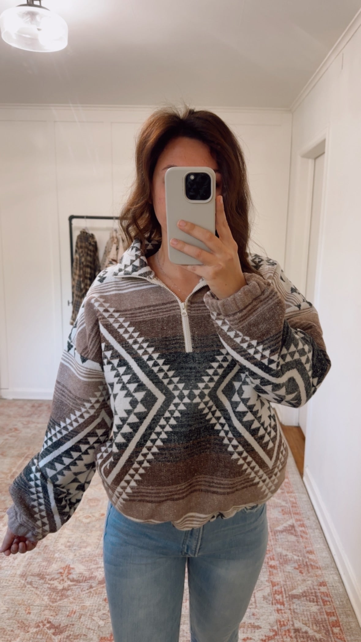 Silver Aztec Half Zip