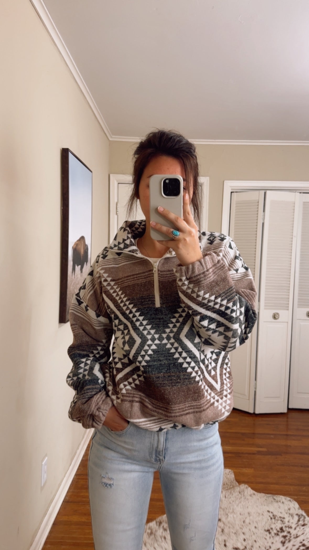 Silver Aztec Half Zip