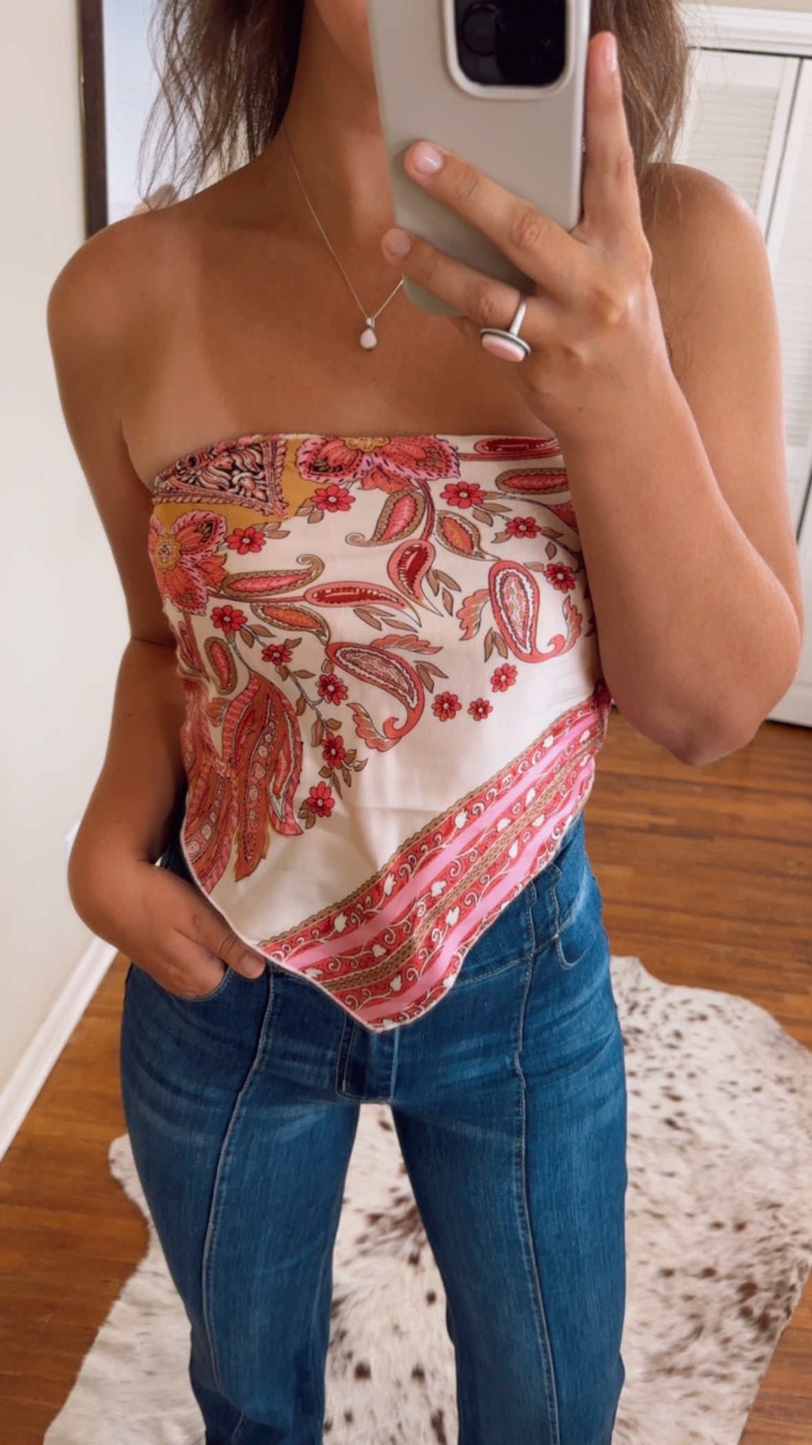 Paisley Satin Top - Pink