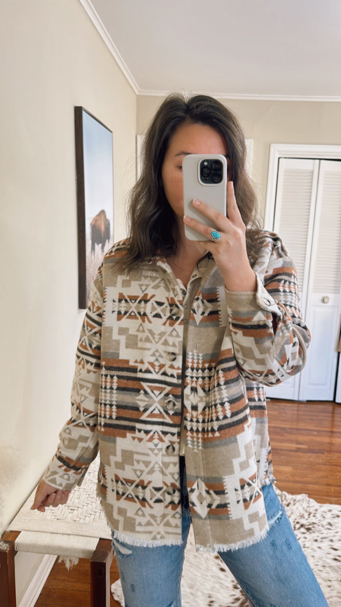 Aztec Shacket - Brown
