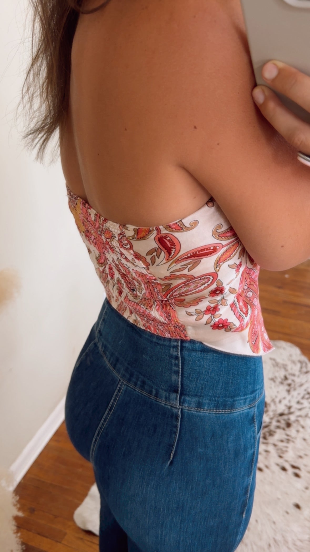Paisley Satin Top - Pink