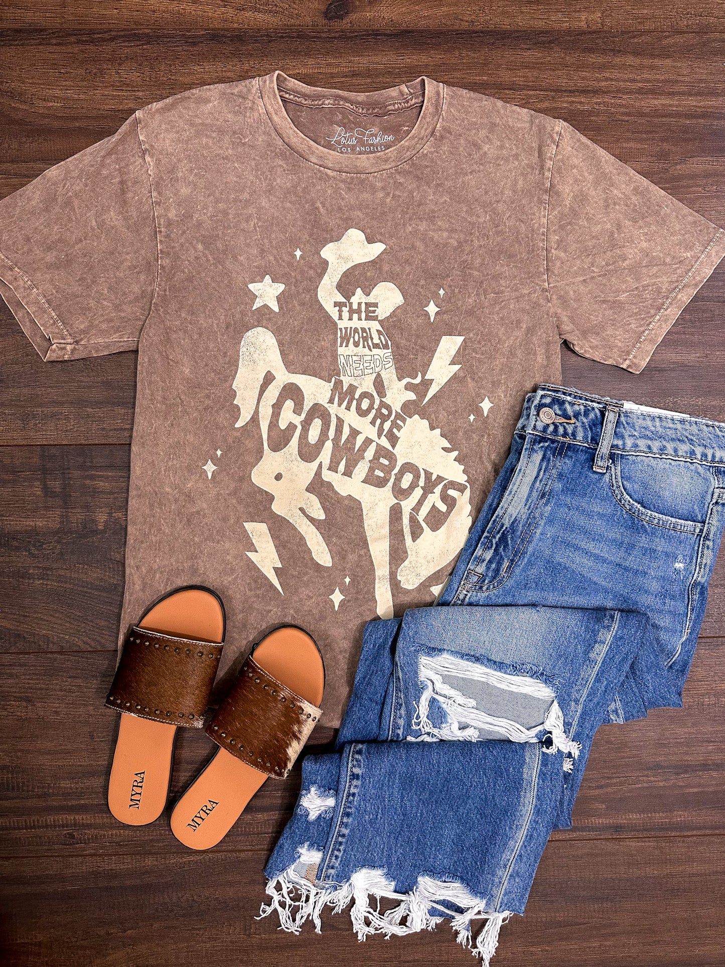 The World Needs More Cowboys Tee - Mocha