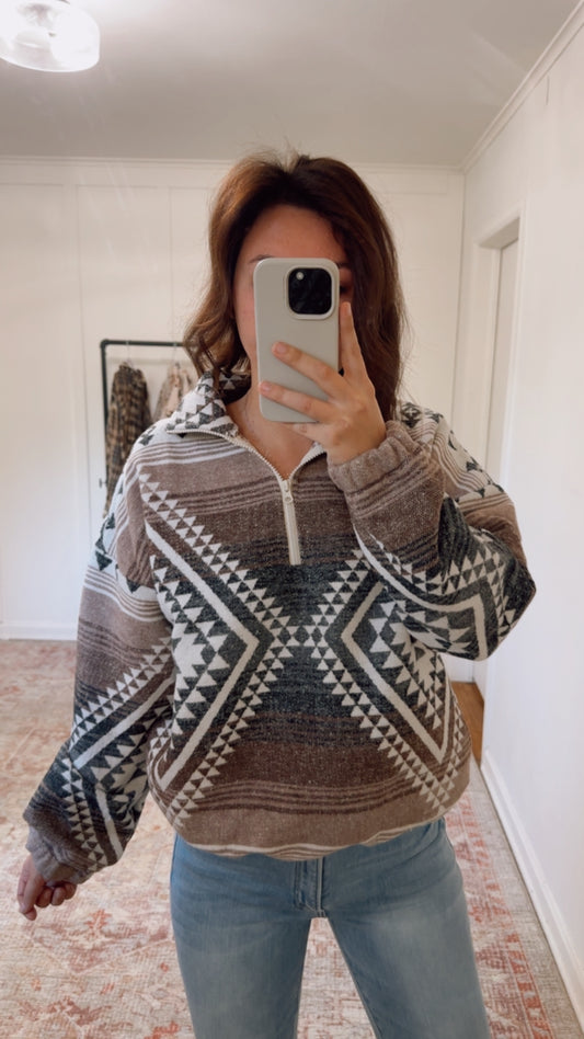 Silver Aztec Half Zip