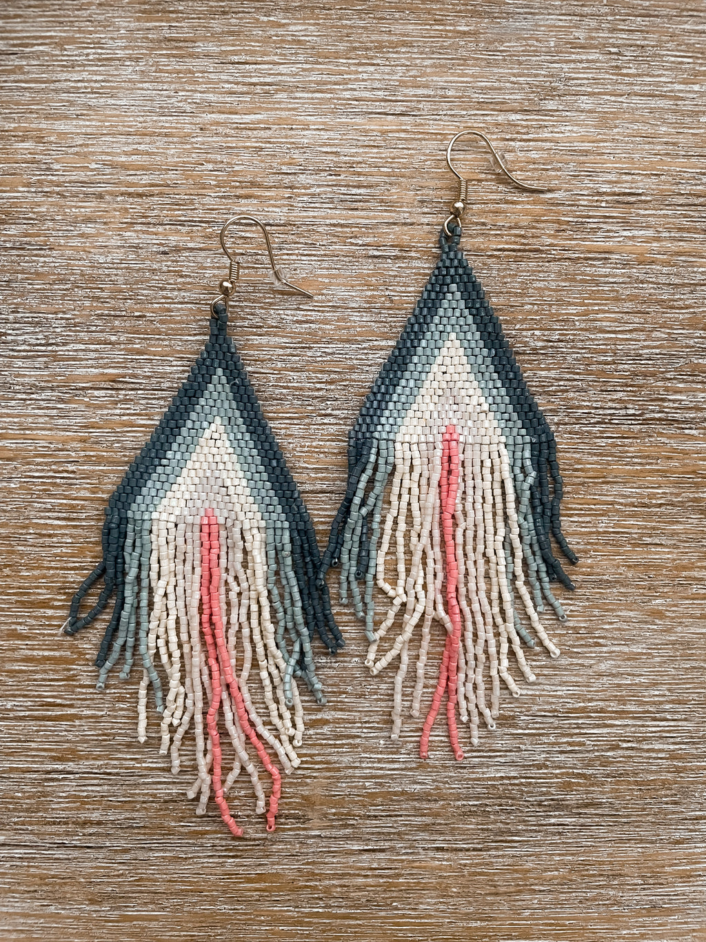 Beaded Earrings - Grey