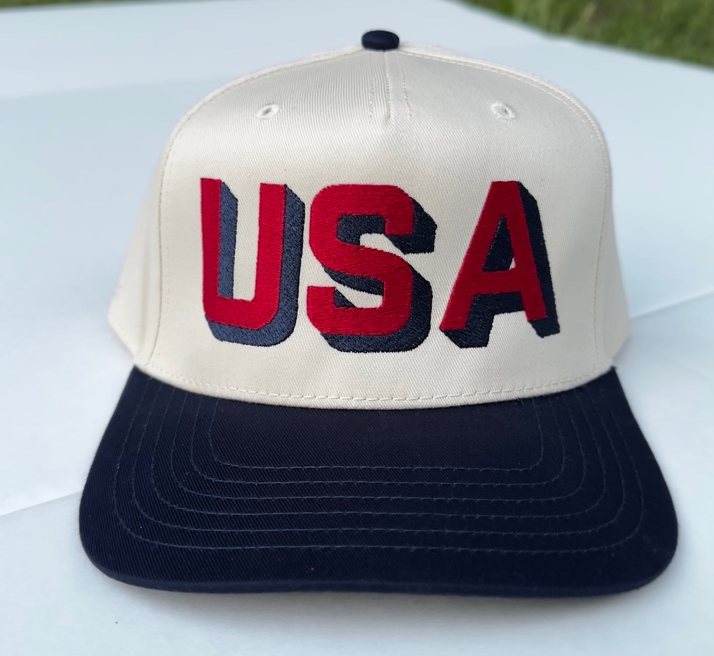 Navy & Red USA Hat