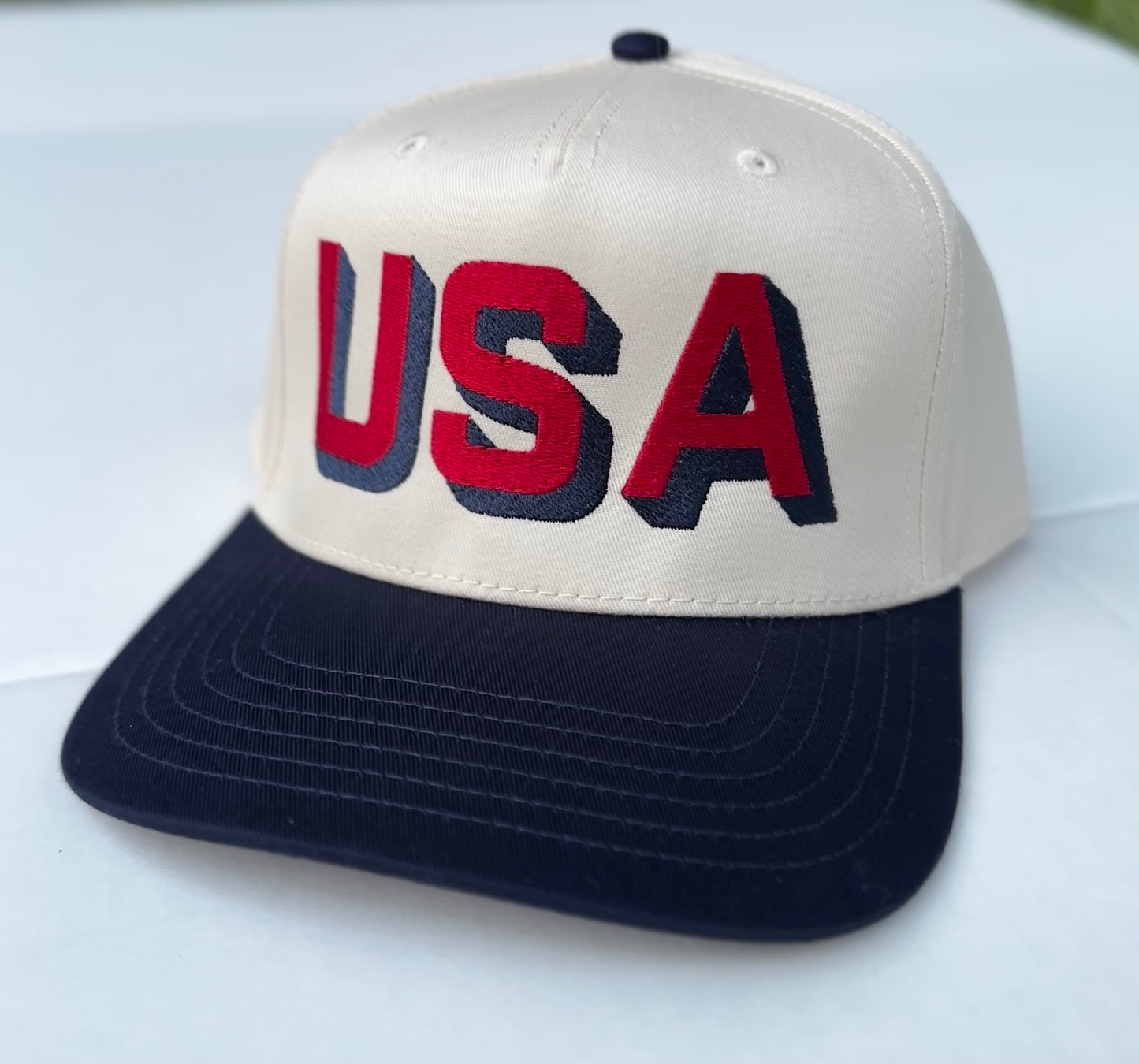 Navy & Red USA Hat