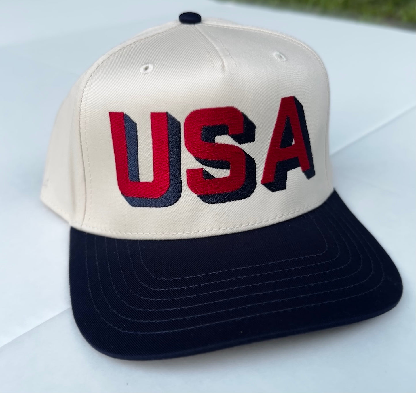 Navy & Red USA Hat