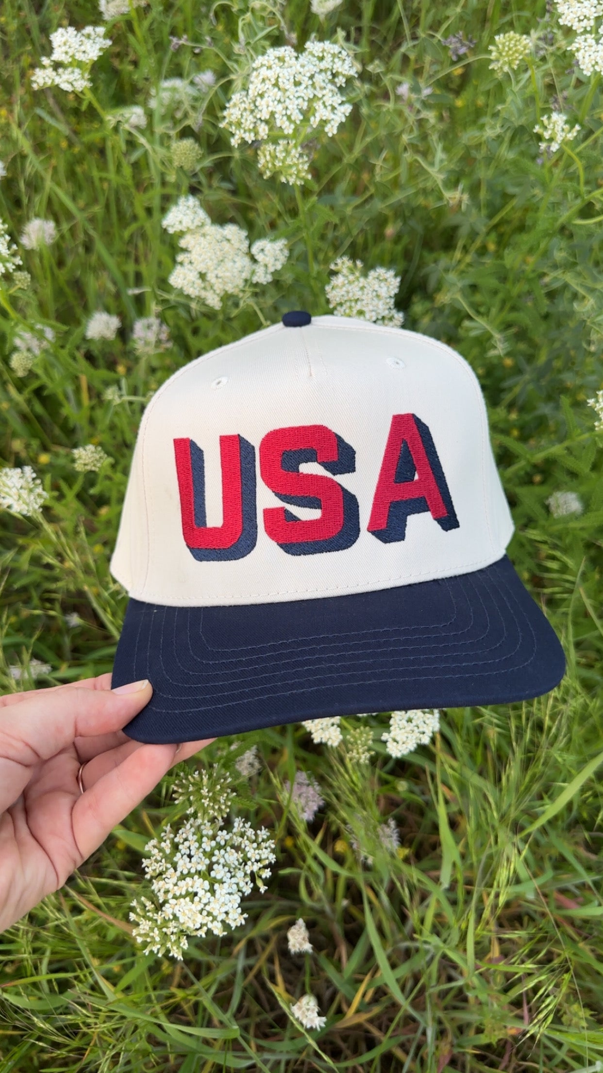 Navy & Red USA Hat