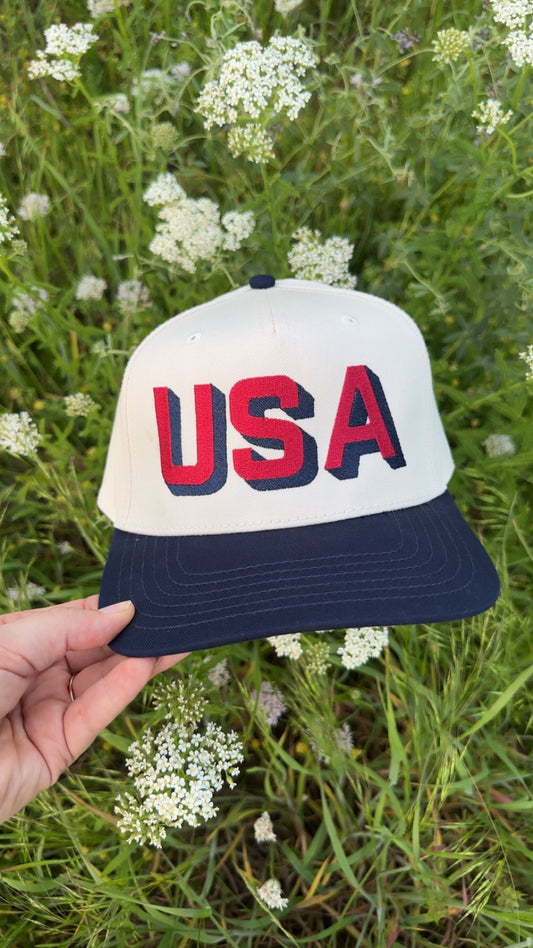 Navy & Red USA Hat