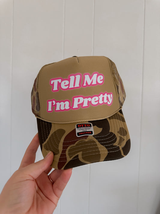 Tell Me I'm Pretty Trucker Hat - Camo/Pink