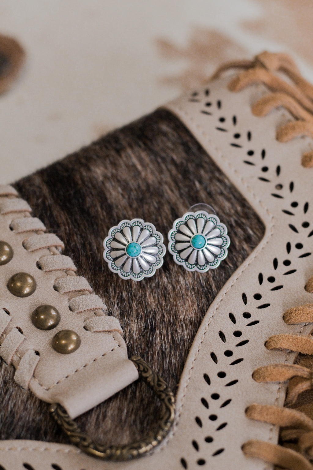 Small Concho Earrings - Turquoise